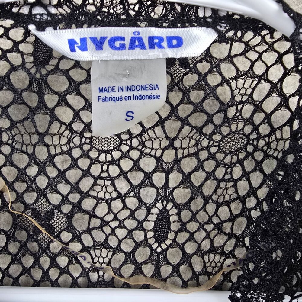 Nygård Women Open Front Black Lace Vest S 100% Nylon Lightweight Sleeveless - Picture 3 of 9